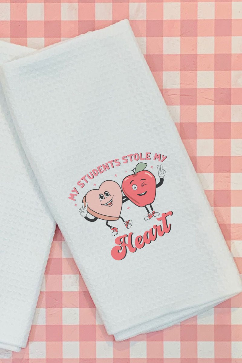 My Students Stole My Heart Waffle Kitchen Towel - Wholesale Accessory Market