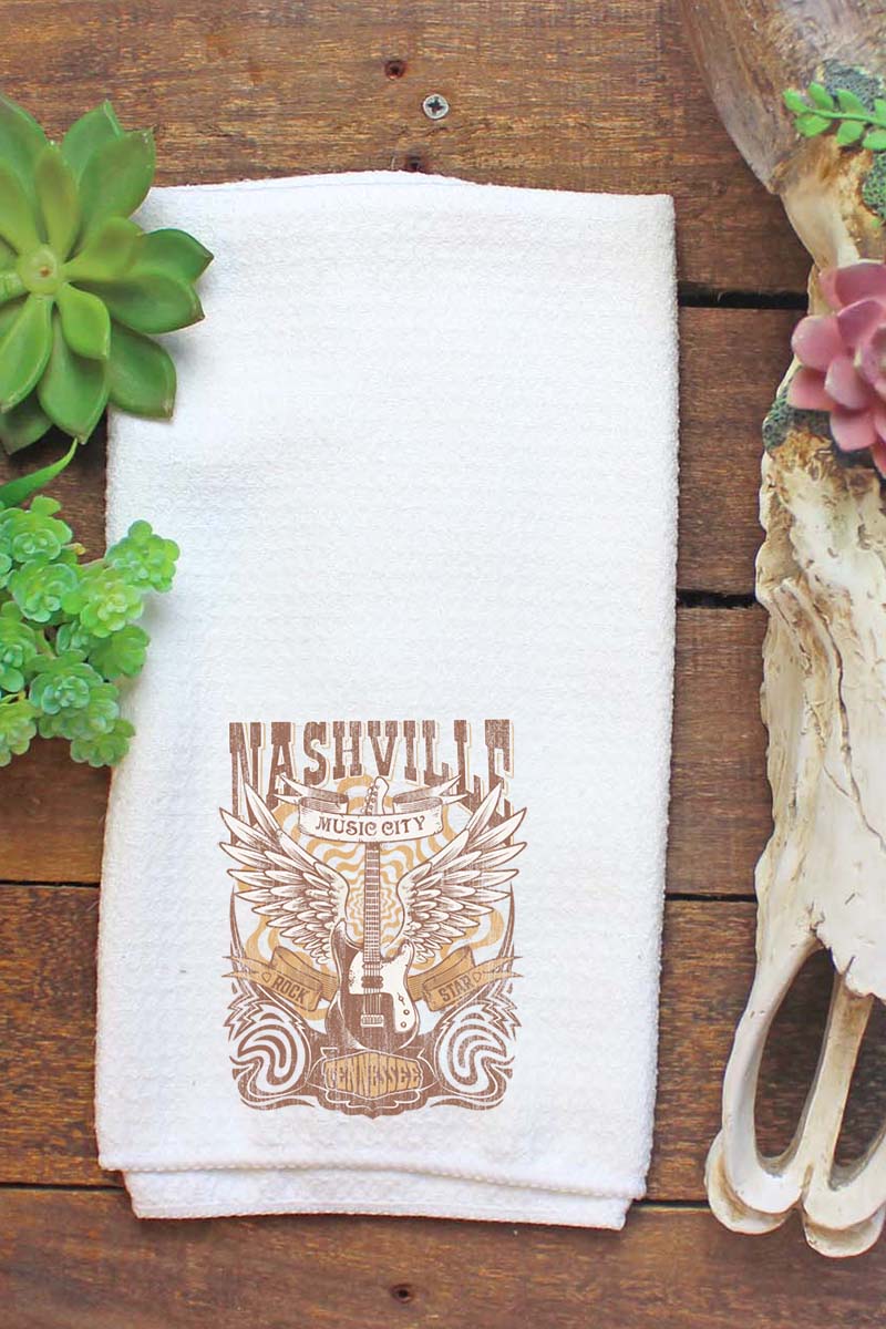 Nashville Retro Poster Waffle Kitchen Towel - Wholesale Accessory Market