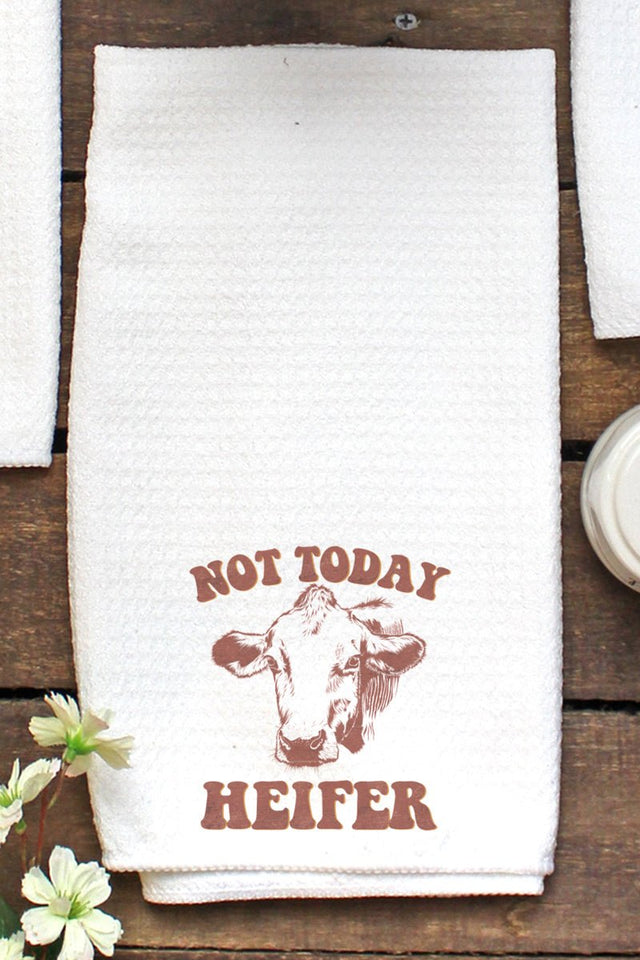 Not Today Heifer Waffle Kitchen Towel - Wholesale Accessory Market