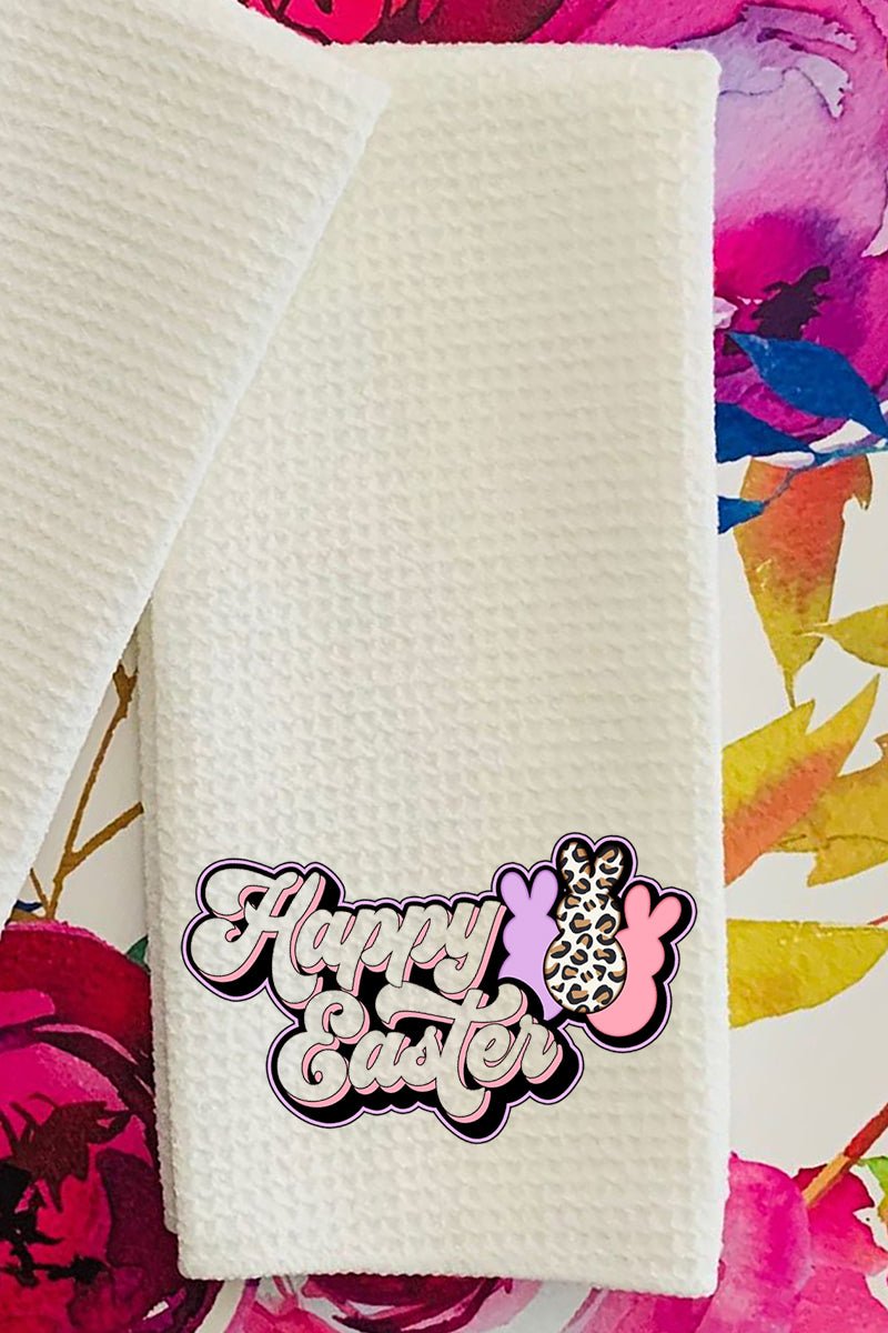 Outline Groovy Happy Easter Waffle Kitchen Towel - Wholesale Accessory Market