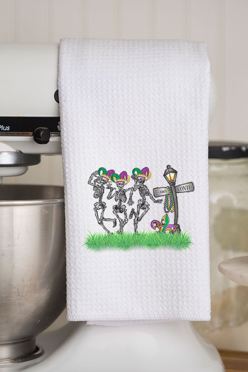 Parade Of Skeletons Mardi Gras Waffle Kitchen Towel - Wholesale Accessory Market