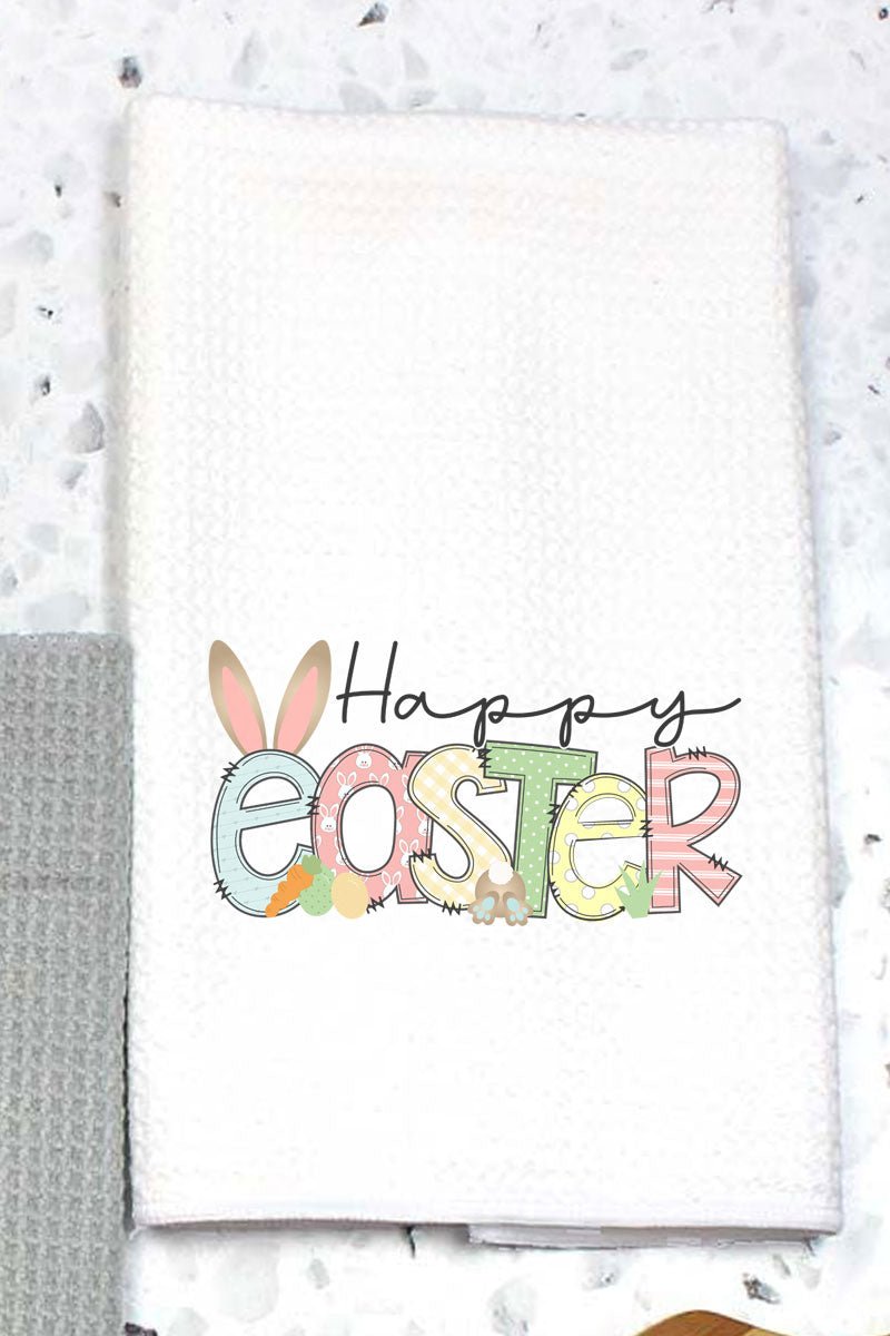 Pastel Happy Easter Waffle Kitchen Towel - Wholesale Accessory Market