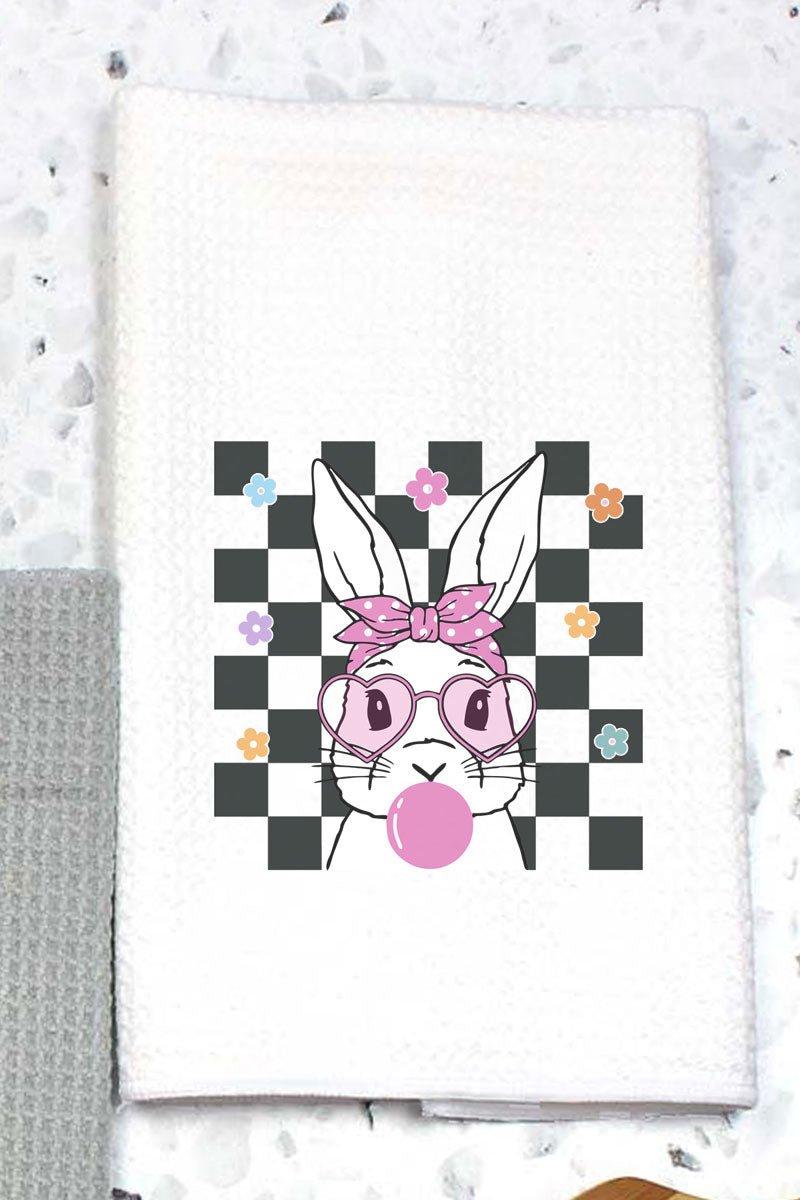 Retro Bubblegum Bunny Waffle Kitchen Towel - Wholesale Accessory Market