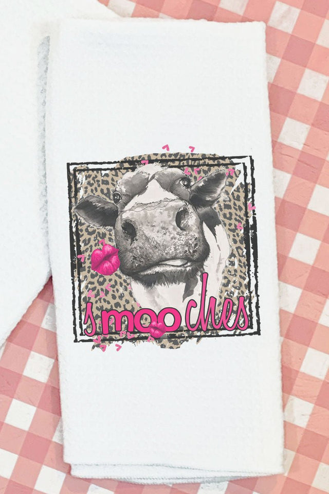 Smooches Cow Waffle Kitchen Towel - Wholesale Accessory Market