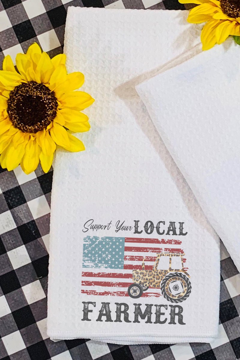 Support Your Local Farmer Waffle Kitchen Towel - Wholesale Accessory Market