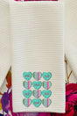 Turquoise Valentine Hearts Waffle Kitchen Towel - Wholesale Accessory Market