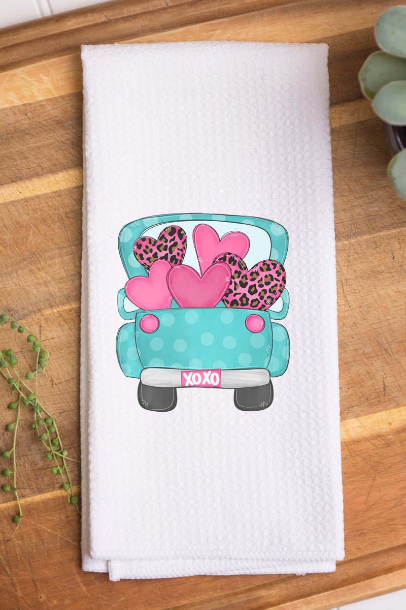 Valentine Truck Waffle Kitchen Towel - Wholesale Accessory Market