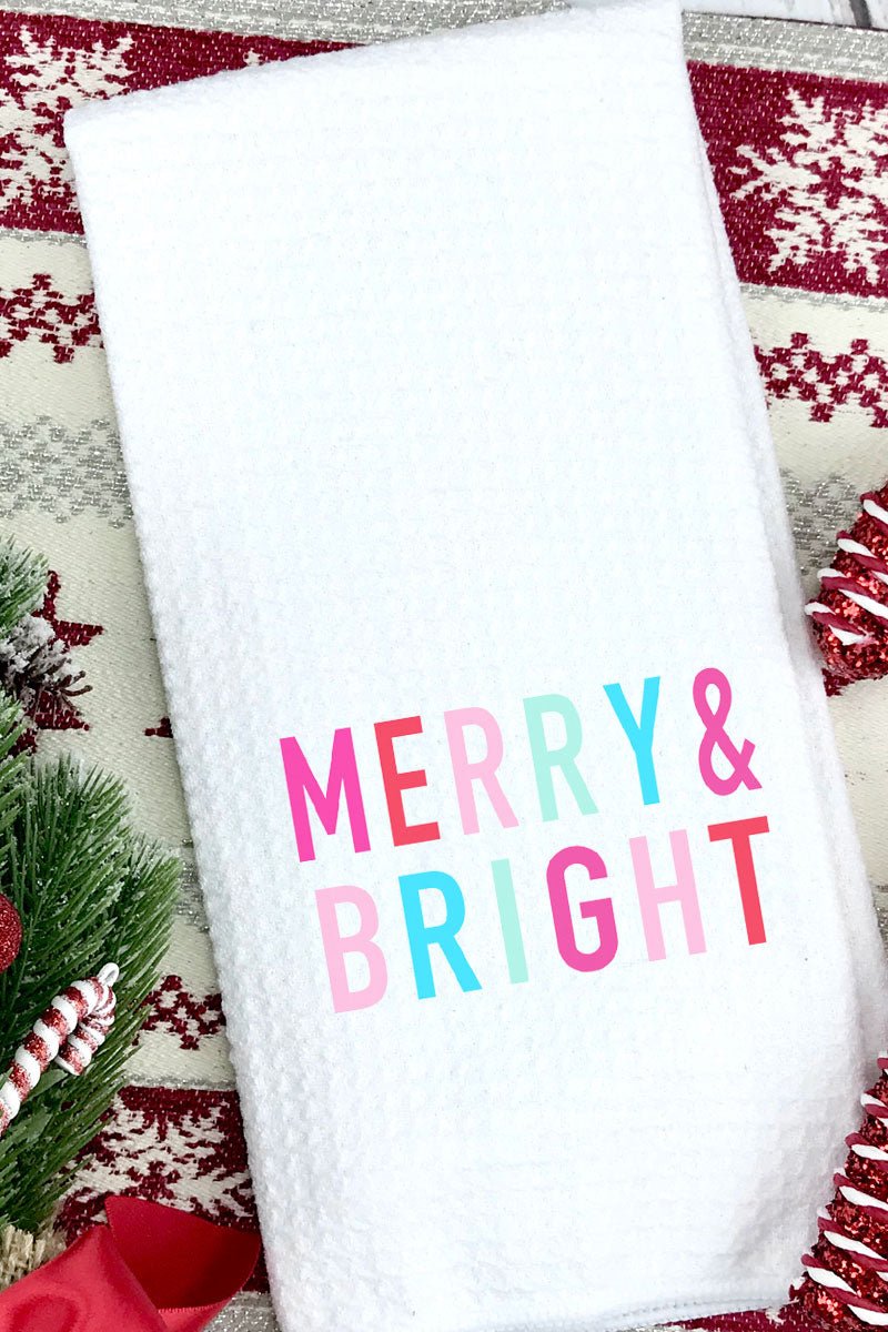 Very Merry & Bright Waffle Kitchen Towel - Wholesale Accessory Market