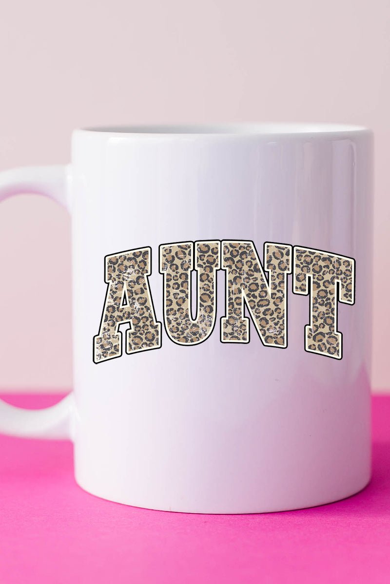 Arched Aunt Leopard White Mug - Wholesale Accessory Market