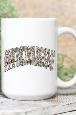 Arched Mamaw Leopard White Mug - Wholesale Accessory Market