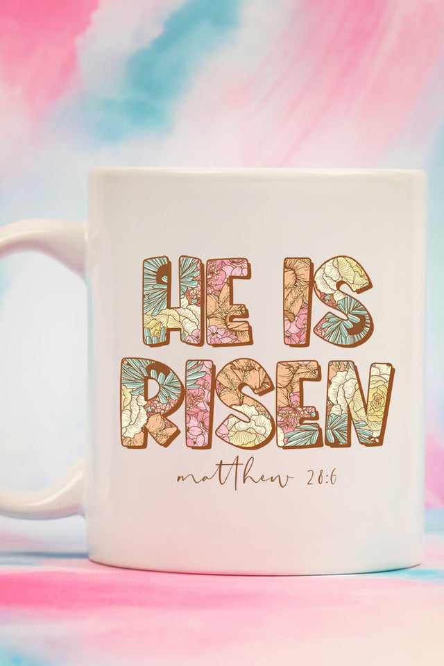 Block Letters He Is Risen White Mug - Wholesale Accessory Market