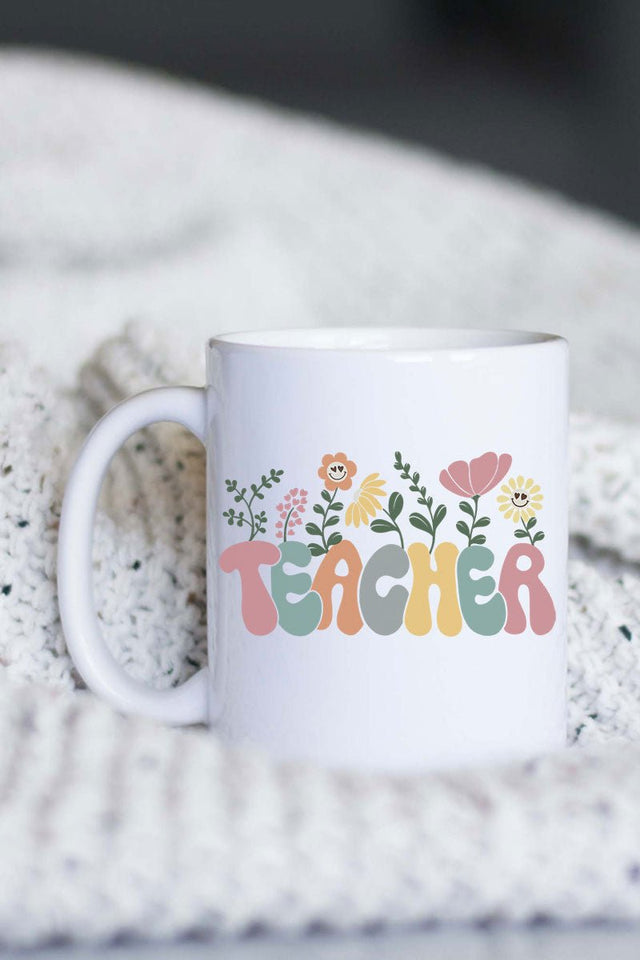 Blossoming Teacher White Mug - Wholesale Accessory Market