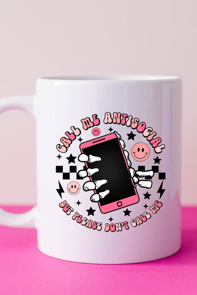 Call Me Anti-Social White Mug - Wholesale Accessory Market