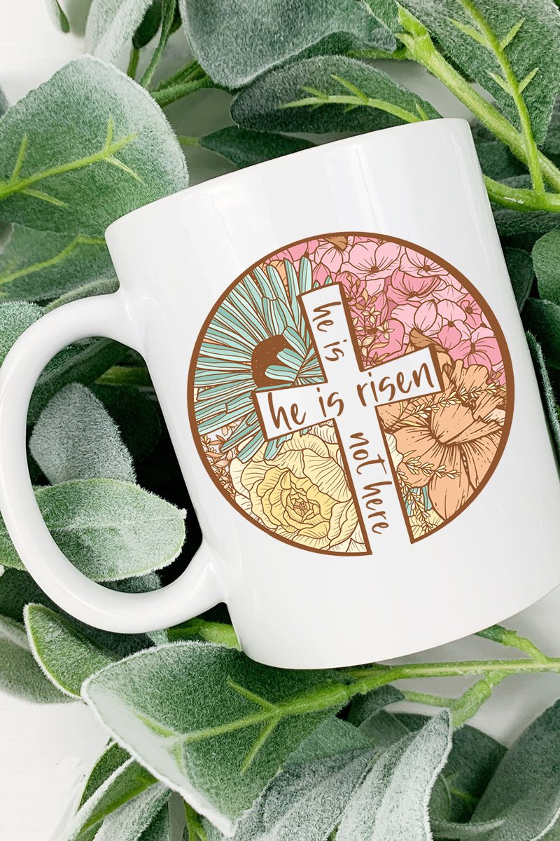 Circle Cross He Is Risen White Mug - Wholesale Accessory Market