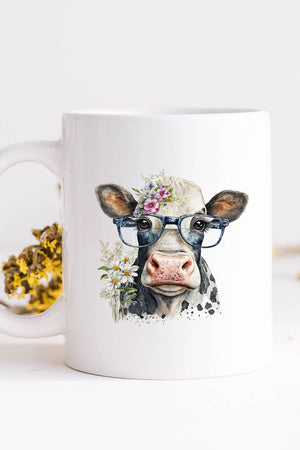 Fancy Glasses Cow White Mug - Wholesale Accessory Market