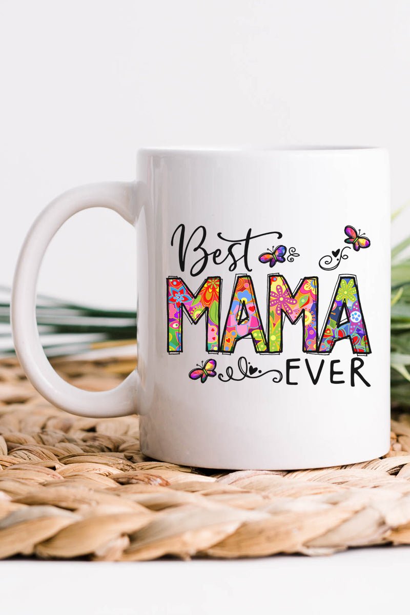 Floral Best Mama Ever White Mug - Wholesale Accessory Market