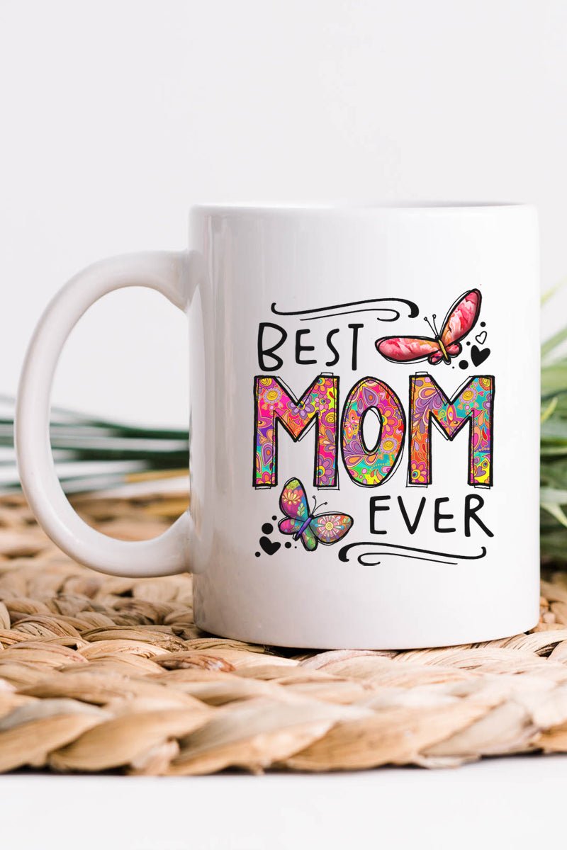 Floral Best Mom Ever White Mug - Wholesale Accessory Market