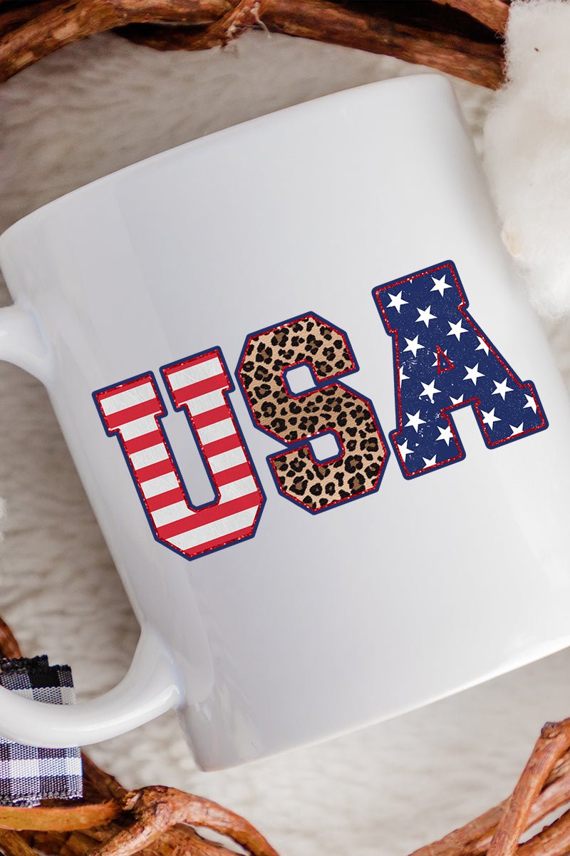 Glitter Leopard USA White Mug - Wholesale Accessory Market