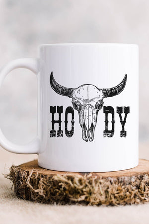 Howdy Steer White Mug - Wholesale Accessory Market