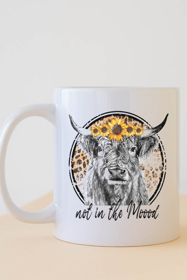 Not In The Moood Sunflower Cow White Mug - Wholesale Accessory Market