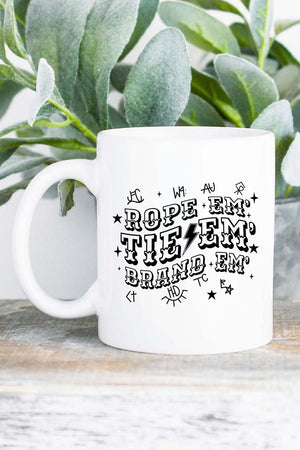 Rope Em' Tie Em' Brand Em' White Mug - Wholesale Accessory Market