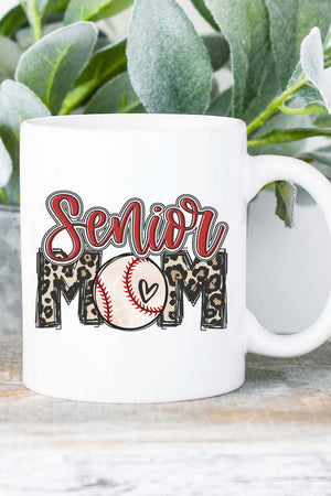 Senior Leopard Baseball Mom White Mug - Wholesale Accessory Market