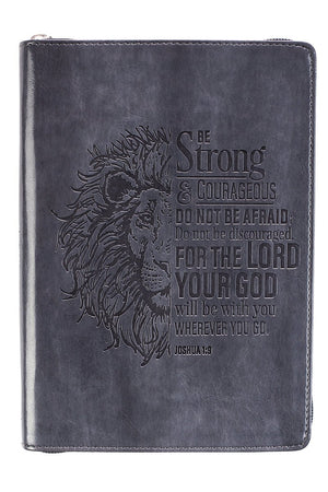 Joshua 1:9 'Strong & Courageous' LuxLeather Zippered Journal - Wholesale Accessory Market