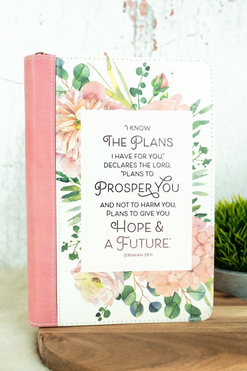 The Plans Pink Bouquet LuxLeather Zippered Journal - Wholesale Accessory Market