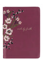 Walk By Faith Floral Embroidered Beet LuxLeather Zippered Journal - Wholesale Accessory Market