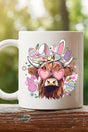 Bunny Hoppin' Highland Cow White Mug - Wholesale Accessory Market