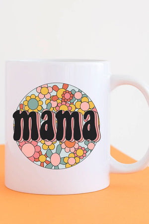 Circle Retro Flower Mama White Mug - Wholesale Accessory Market