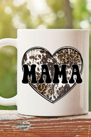 Cowhide Heart Mama White Mug - Wholesale Accessory Market