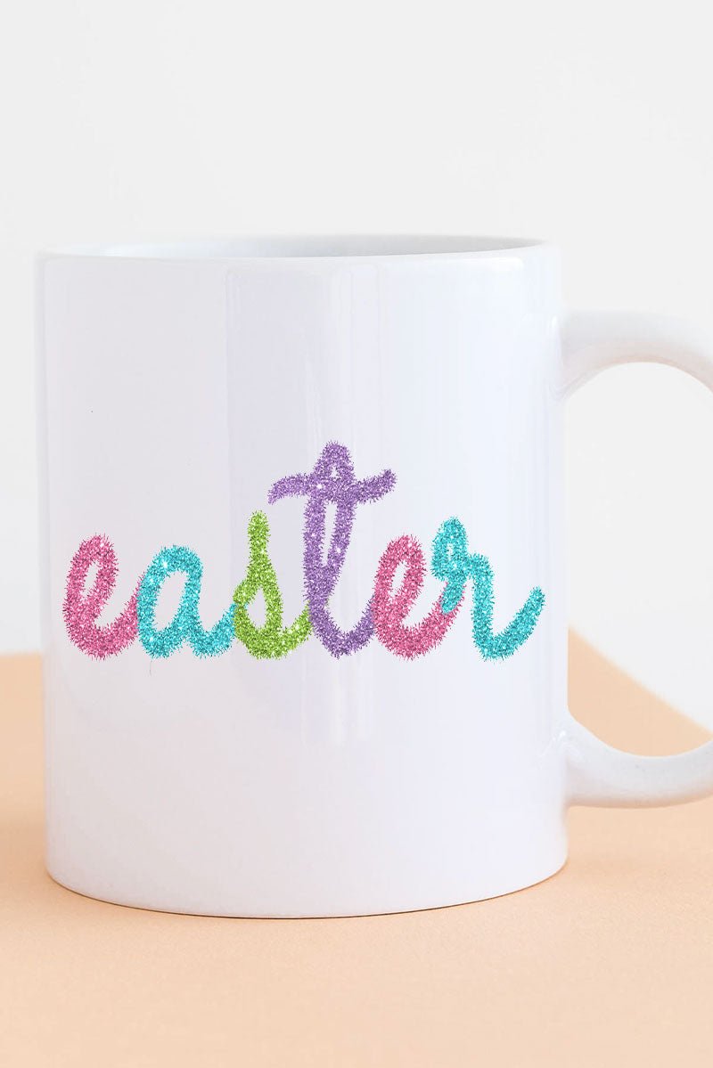 Easter Faux Tinsel Transfer White Mug - Wholesale Accessory Market