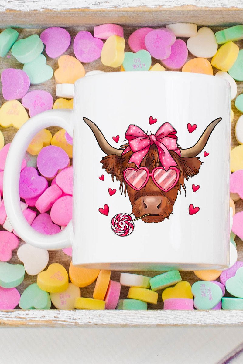 Full Of Love Highland Cow White Mug - Wholesale Accessory Market