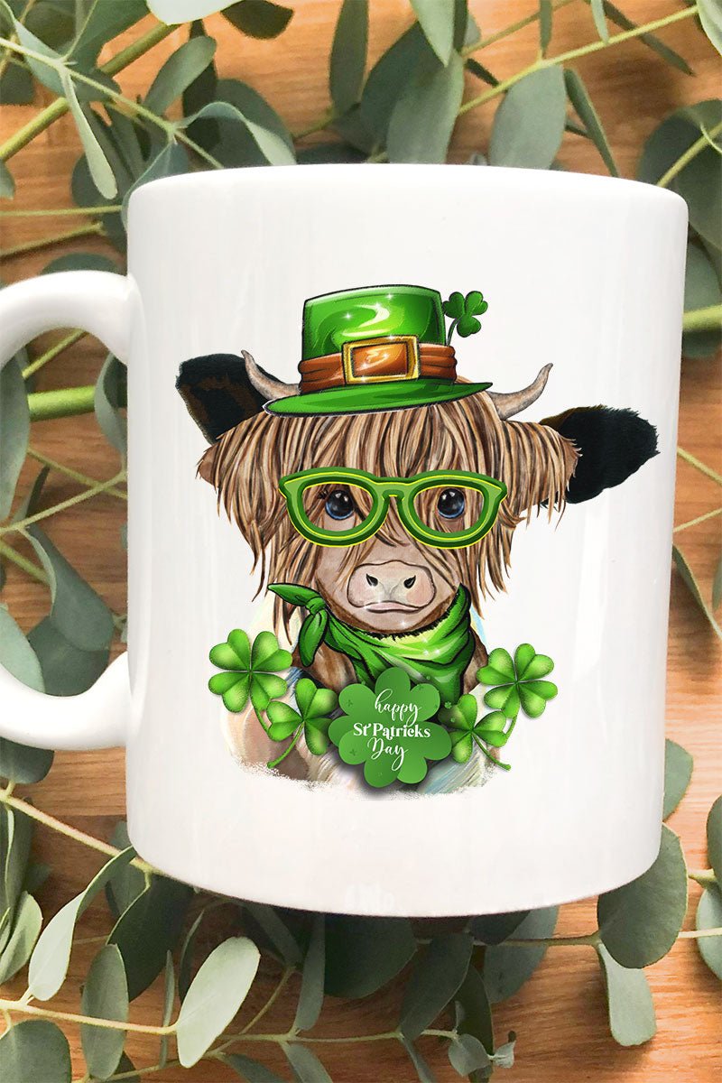 Happy St. Patrick's Day Highland Cow White Mug - Wholesale Accessory Market