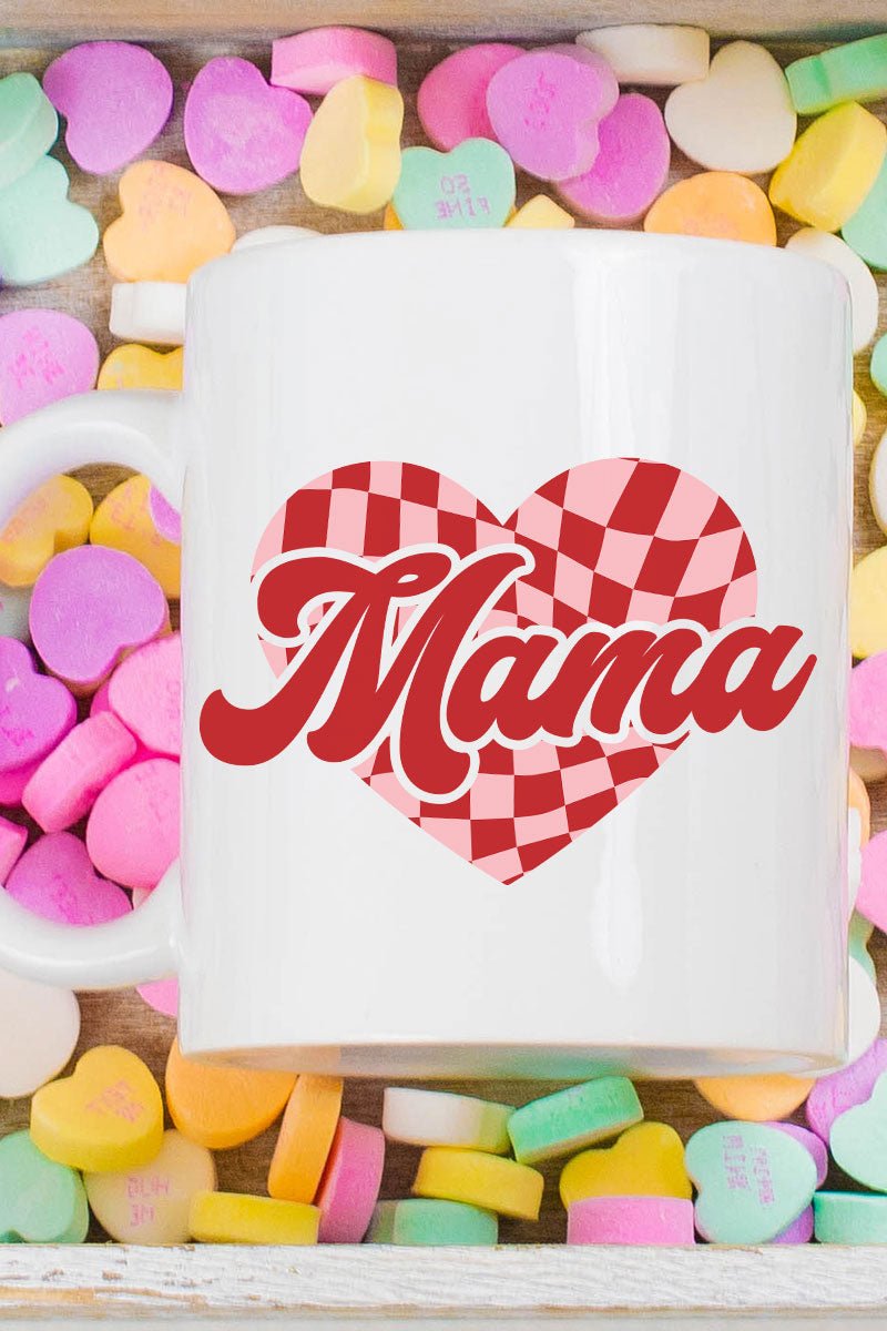 Mama Checkered Heart White Mug - Wholesale Accessory Market