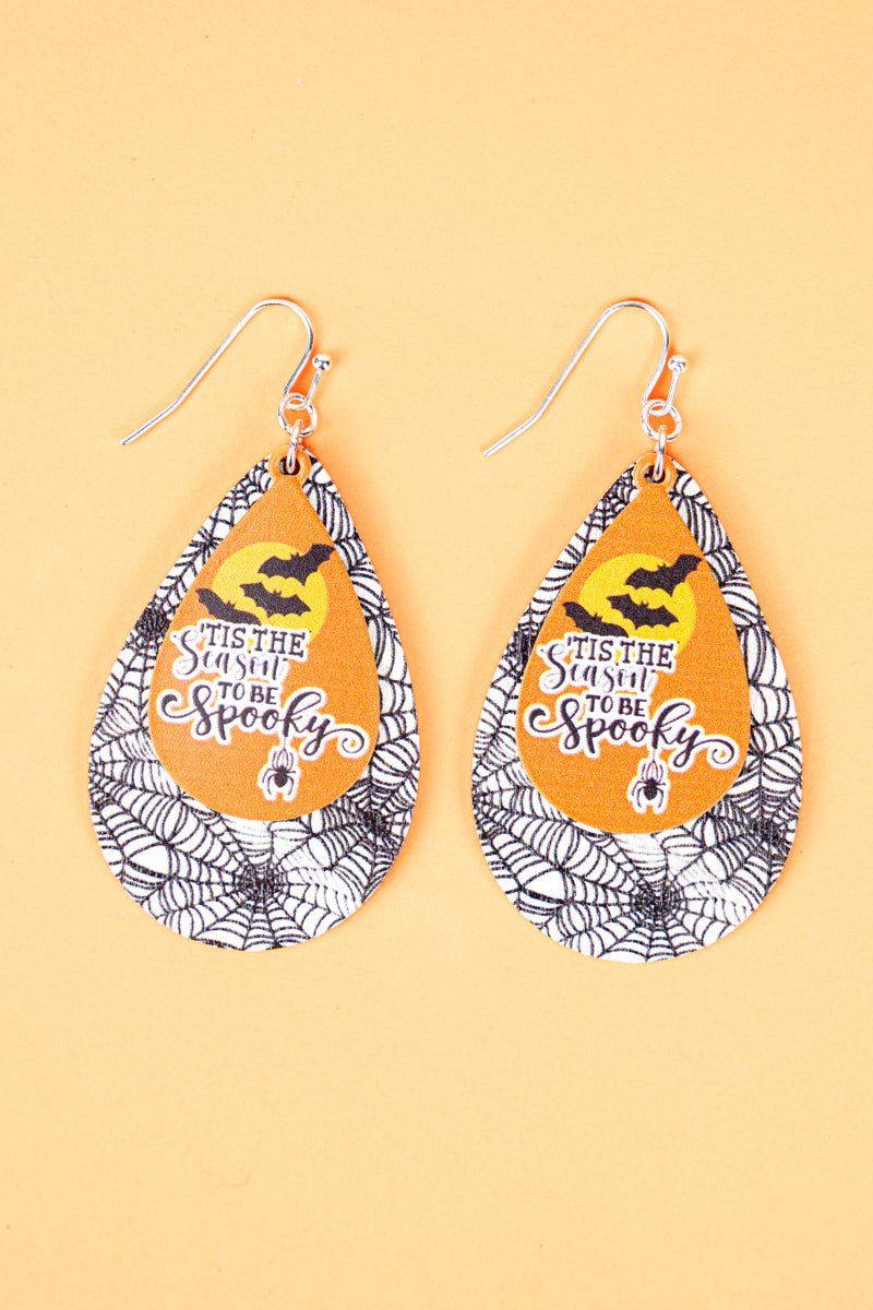 Tis The Season To Be Spooky Wood Teardrop Earrings - Wholesale Accessory Market