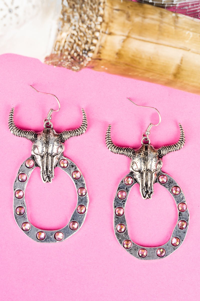 Cow Skull Freeport Hammered Crystal Earrings | Wholesale Accessory Market