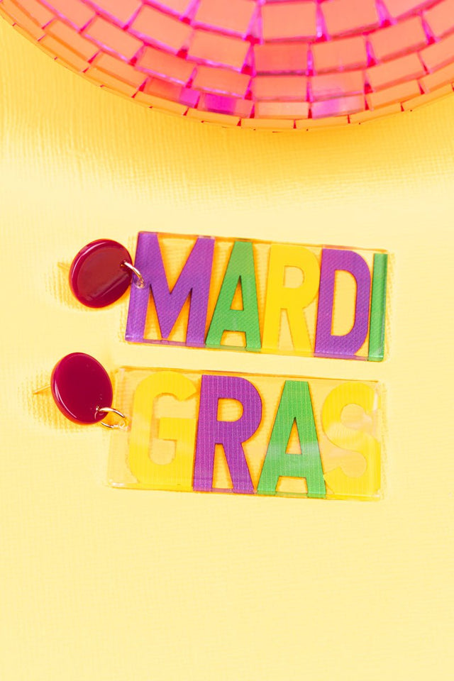 Mardi Gras Acrylic Bar Earrings - Wholesale Accessory Market