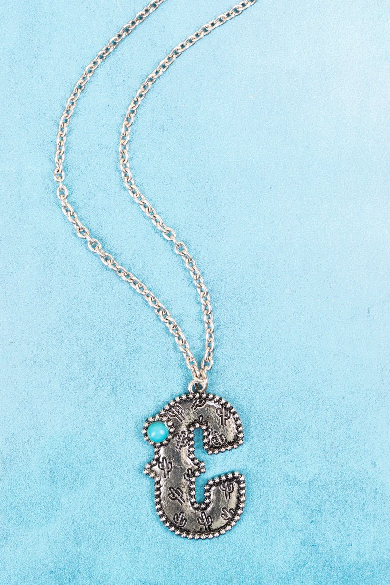 Turquoise Round Bead Initial Dainty Western Style Pendant Necklace 18 Inch,  Zinc Alloy, No Gemstone : Amazon.in: Jewellery