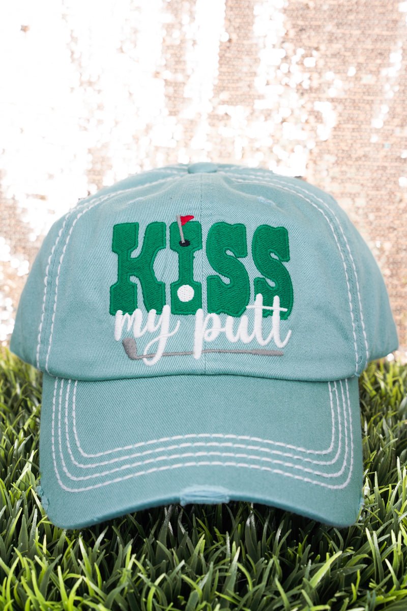 Distressed Seafoam 'Kiss My Putt' Cap - Wholesale Accessory Market