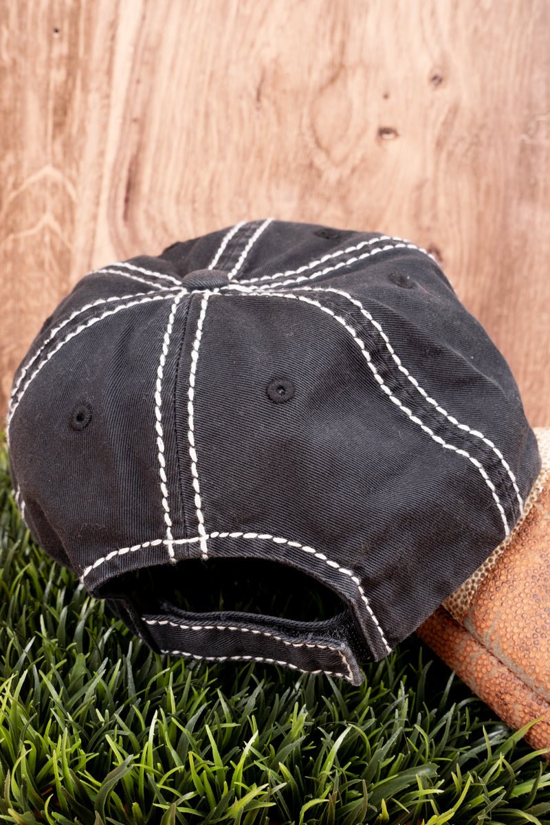 Distressed Black 'Football Love' Cap - Wholesale Accessory Market