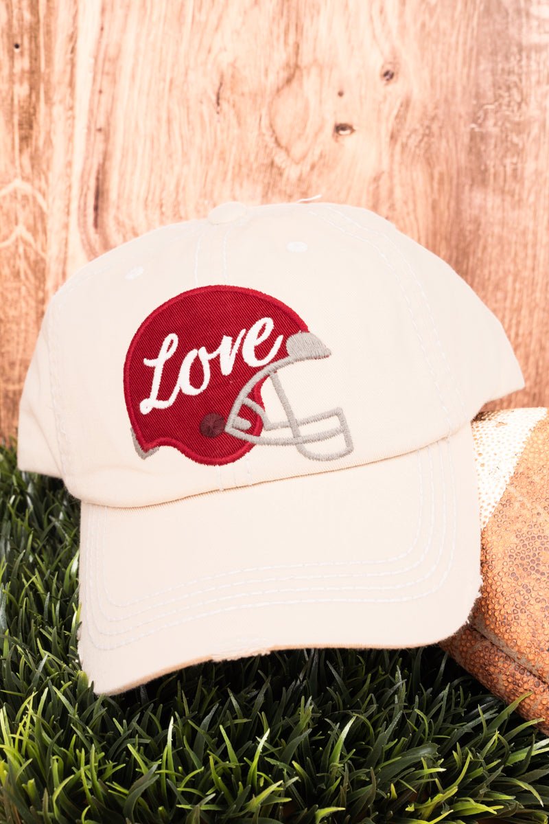 Distressed Stone 'Love' Football Helmet Cap - Wholesale Accessory Market