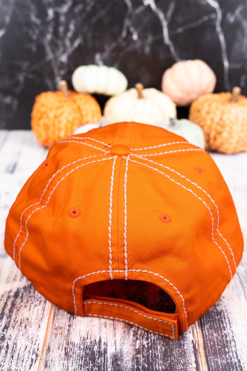 Distressed Orange 'Spooky Vibes' Cap - Wholesale Accessory Market