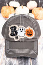 Distressed Steel Gray Halloween 'Boo' Cap - Wholesale Accessory Market