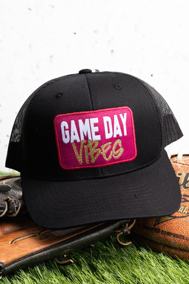 Black 'Game Day Vibes' Mesh Cap - Wholesale Accessory Market