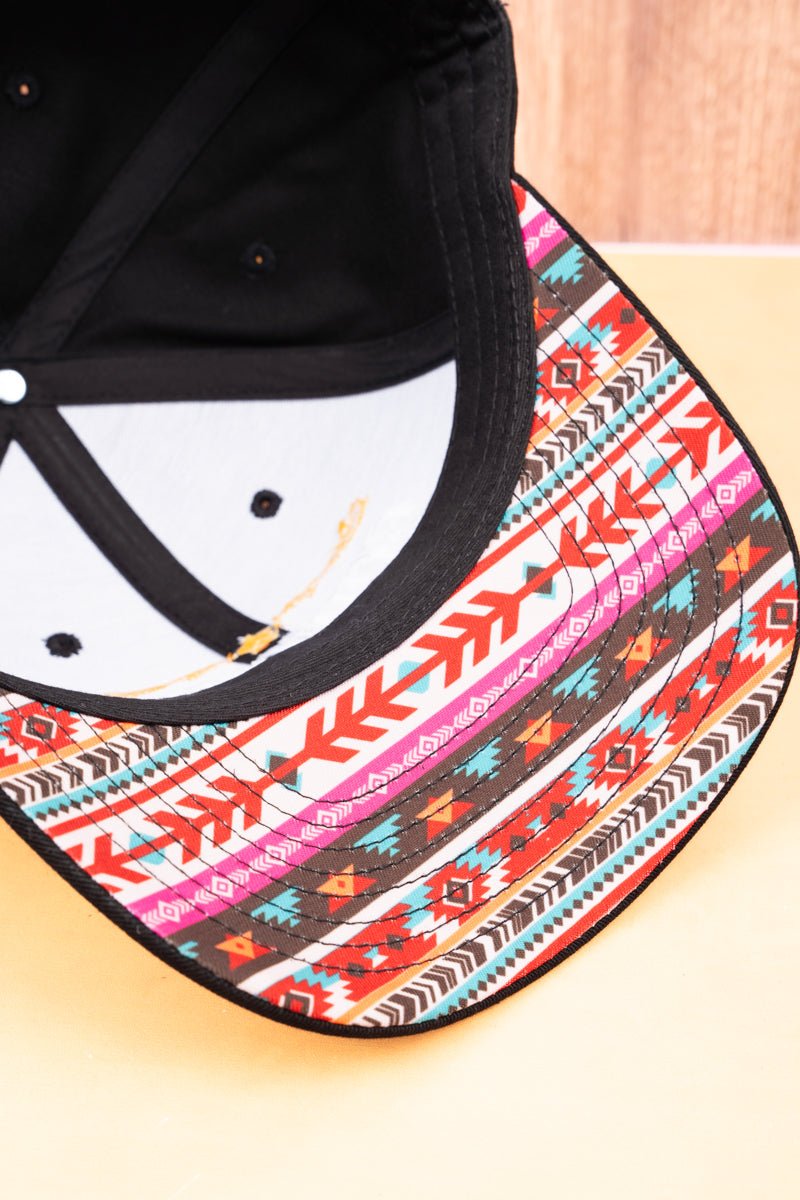 Black 'Cowgirl' Underbrim Aztec Snapback Cap - Wholesale Accessory Market