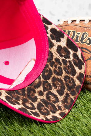 Hot Pink Leopard Football Snapback Cap - Wholesale Accessory Market