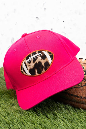 Hot Pink Leopard Football Snapback Cap - Wholesale Accessory Market