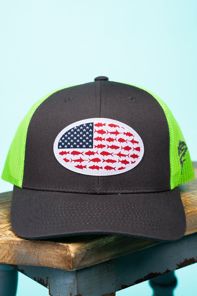 USA Fish Flag Mesh Back Baseball Cap-KBVT-252 - HANA WHOLESALE